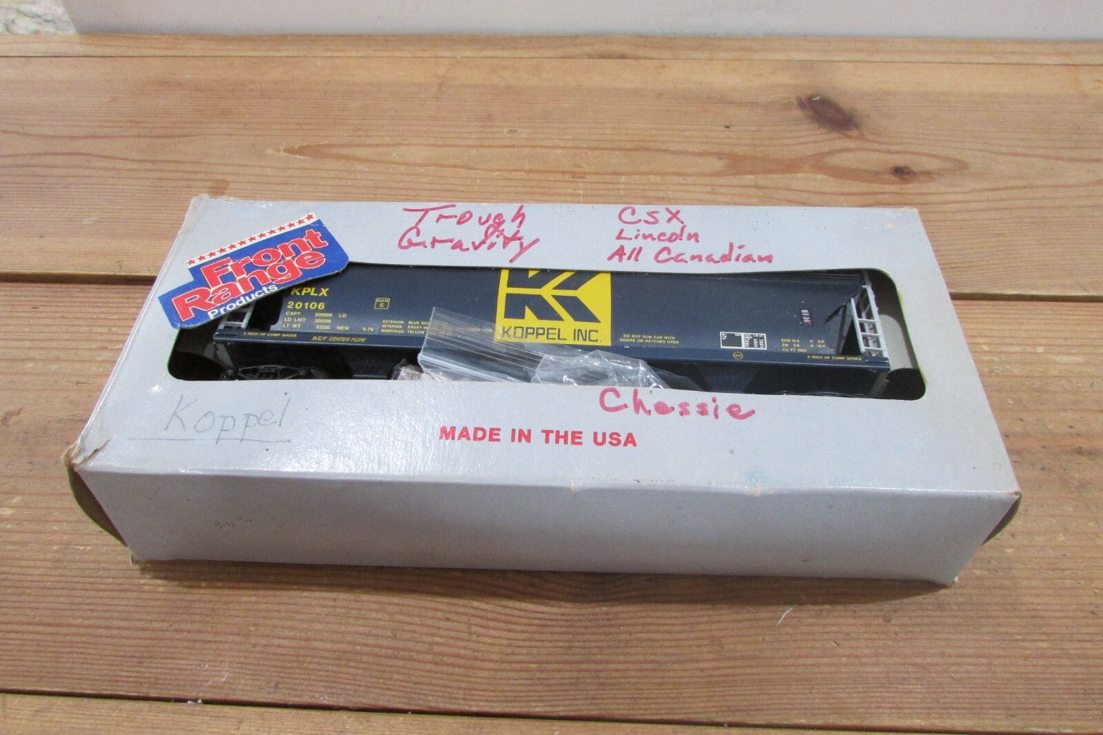 HO Scale Front Range Products ACF 3Bay Grain Cars KOPPEL INC, Lot#4734
