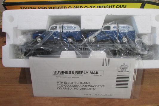 HO Scale MTH 30-7647 Auto Transport FaltCar w/ Ertl '50 Panel Trucks Lot#3762