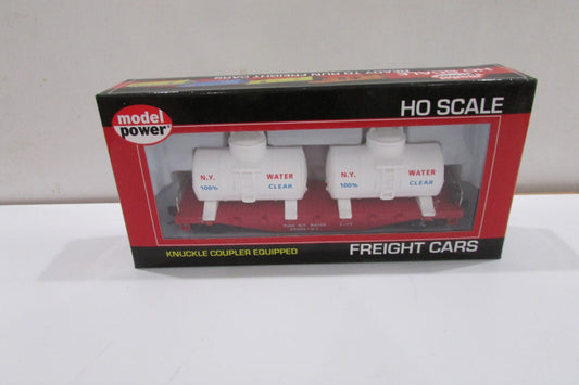 HO Scale Model Power 98163 40' Flat w/ Twin Removable Tank Water Car Lot#4263