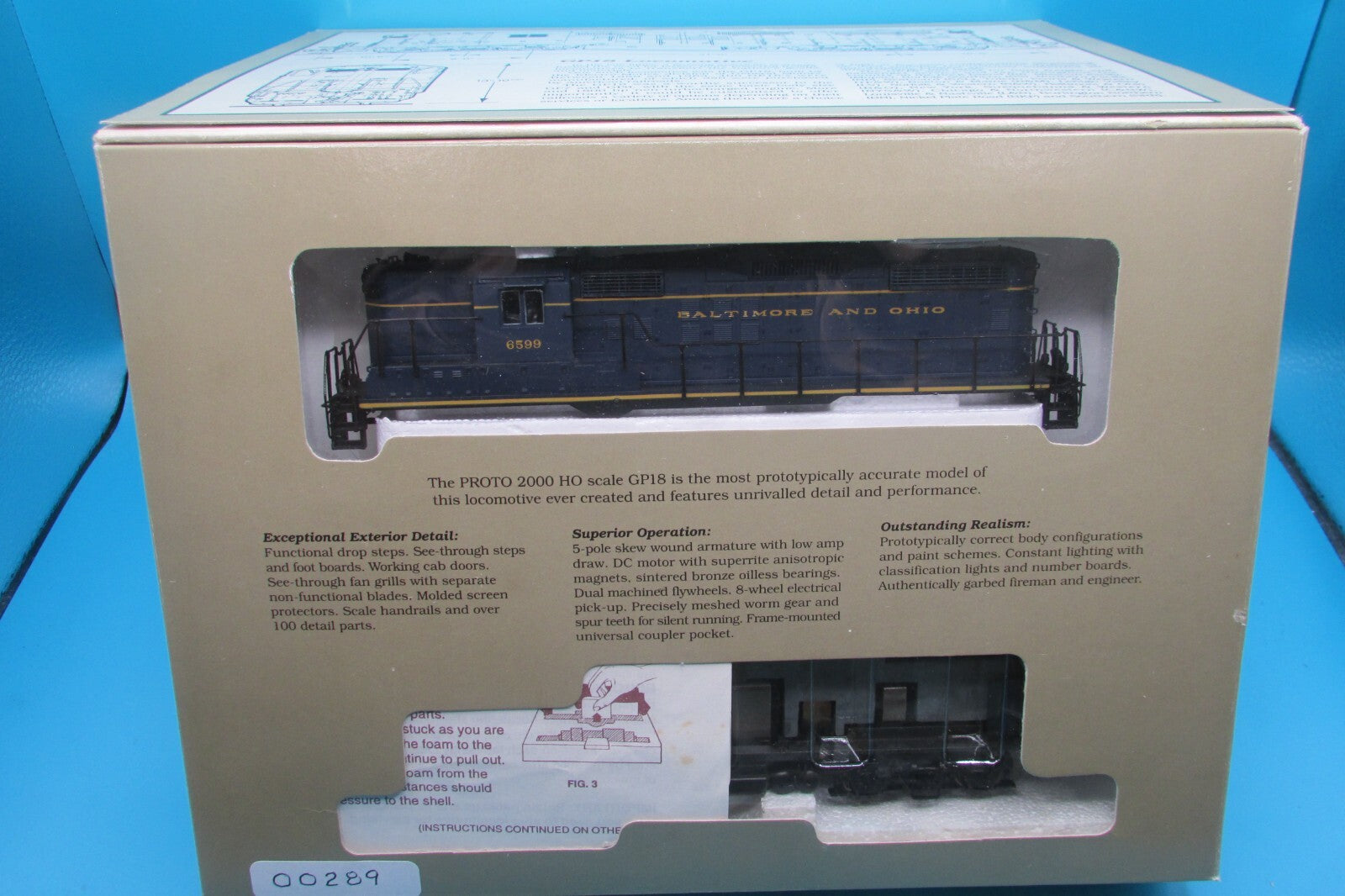 HO Scale Proto 2000 8138 GP18 Locomotive Baltimore and Ohio Lot#4485