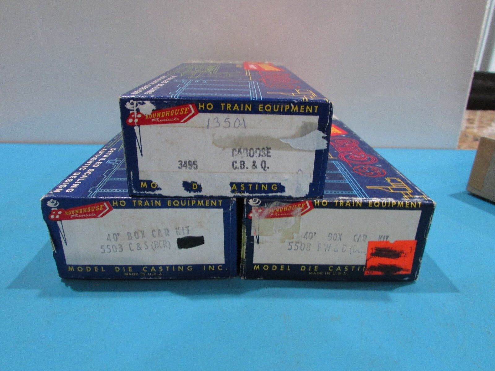 HO Scale Roundhouse (3) Burlington Route Assorted Cars  Lot#1583