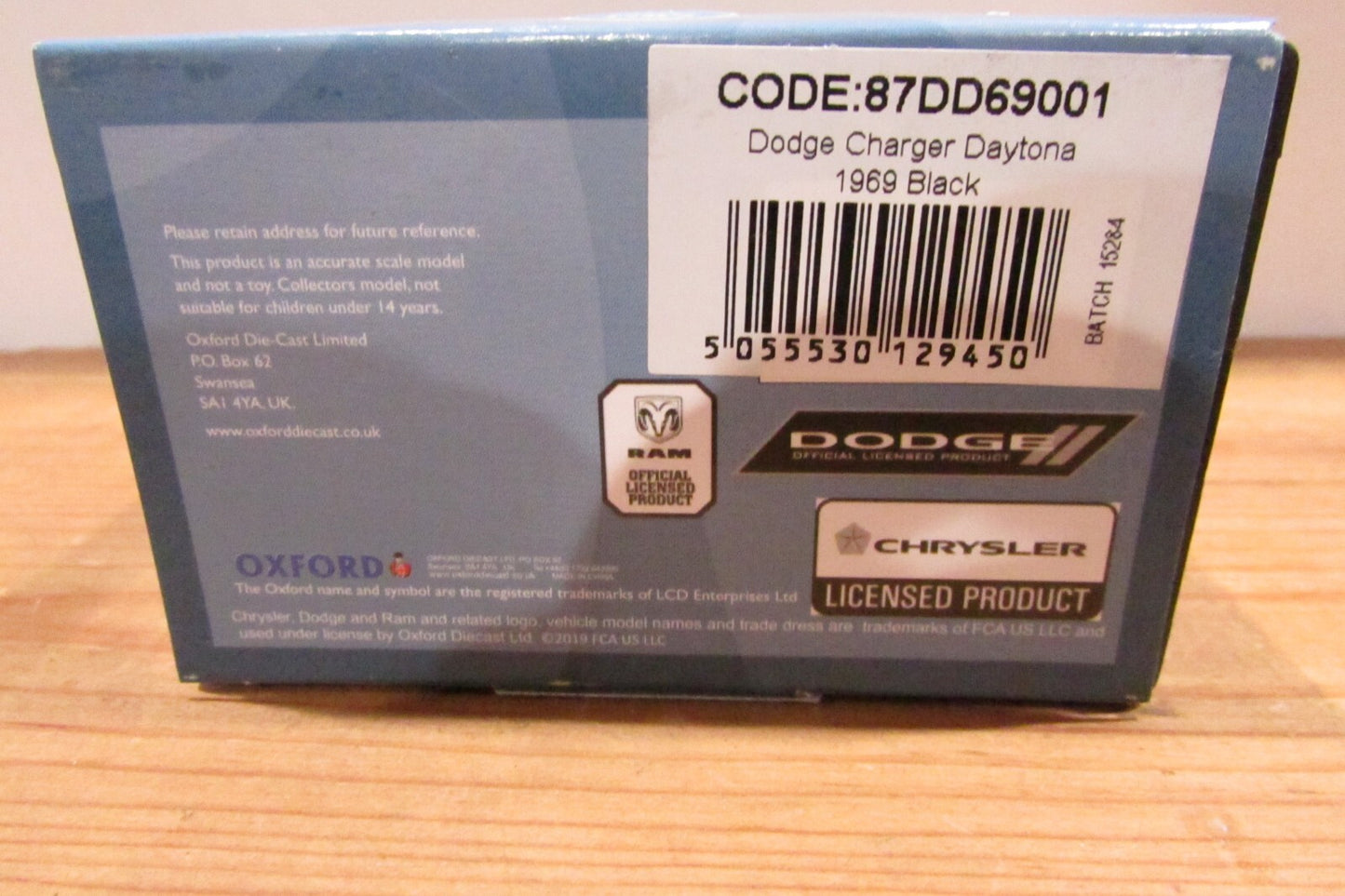 Ho Scale 1:87 Oxford Dodge Charge Daytona 1969 Black