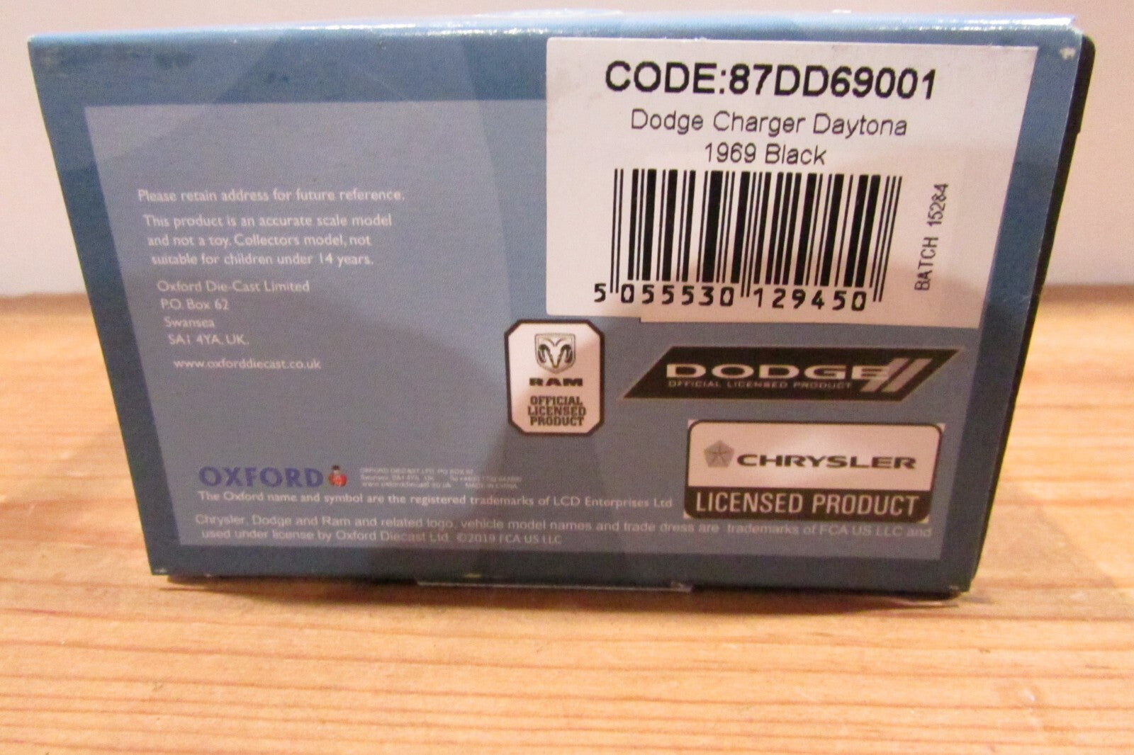 Ho Scale 1:87 Oxford Dodge Charge Daytona 1969 Black