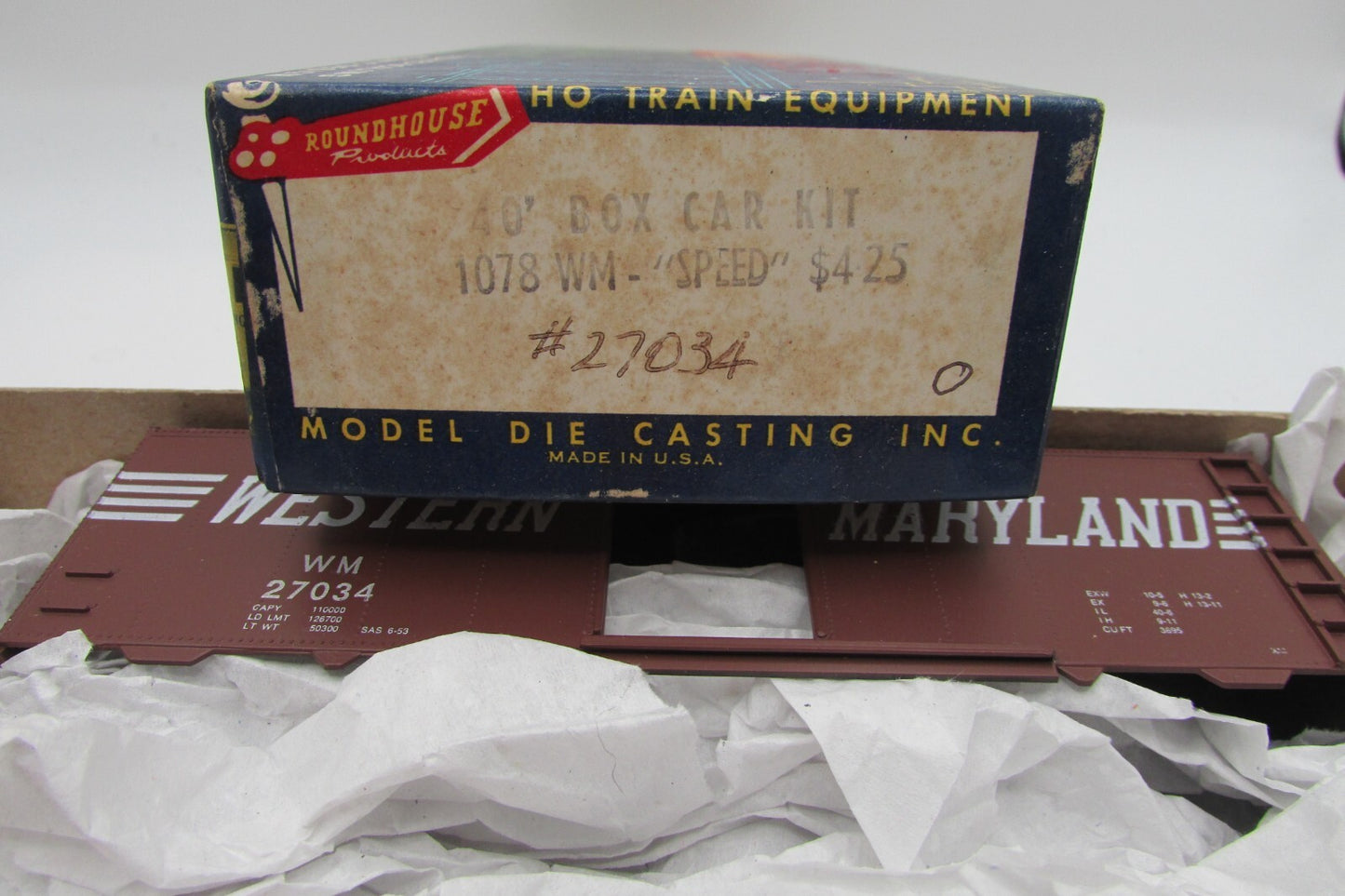 HO Scale RoundHouse 1078 40' Box Car Kit Western Maryland RH4837
