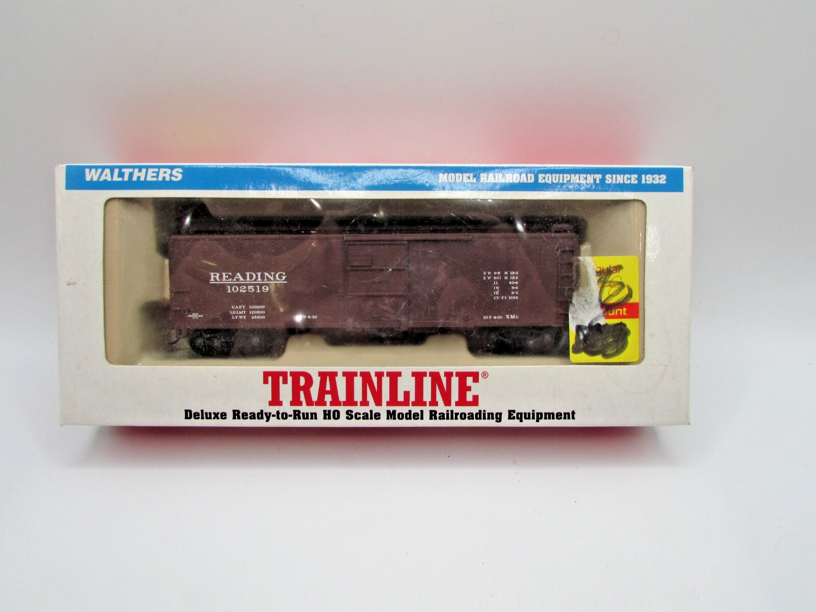 HO Scale Walthers 931-622 40' Steel Box Car Reading #102519 WAL4819
