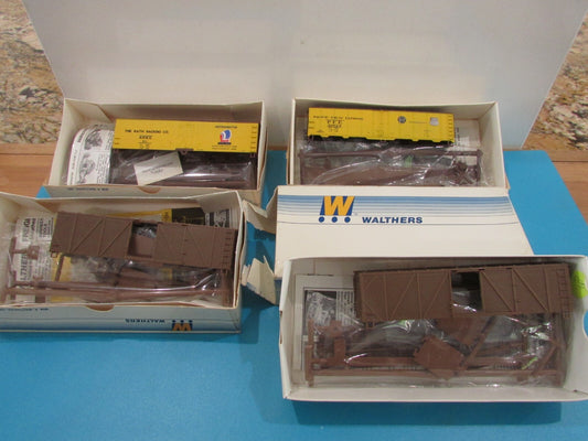 HO Scale Walthers Assorted Freight Cars Kits (4) Lot#1696