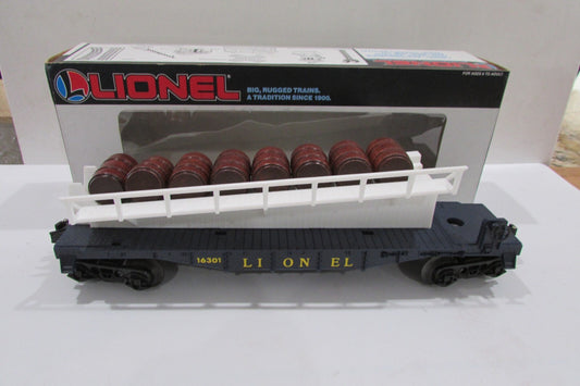 O Gauge  Lionel 6-16301  Barrel Ramp Car (8Barrel)