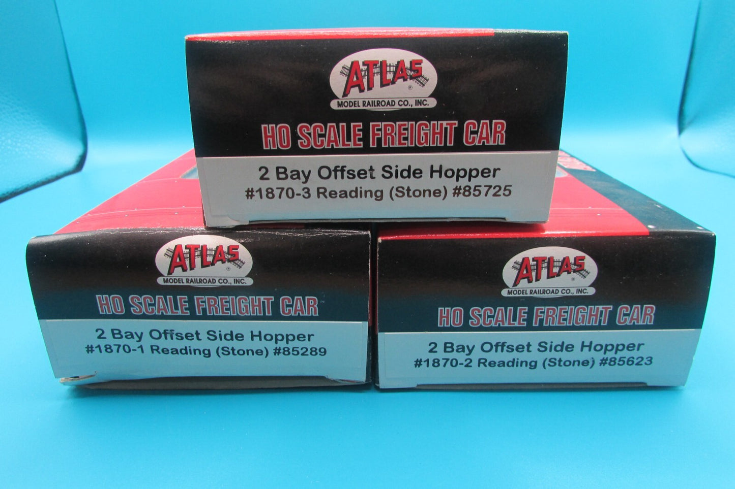 HO Scale Atlas 1870 (3) Assorted 2Bay Offset Side Hopper Cars Reading Lot#4461